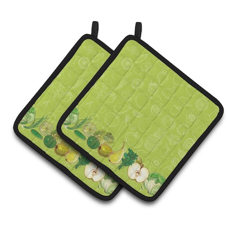 Carolines Treasures Fruits and Vegetables in Green Pair of Pot Holders BB5135PTHD